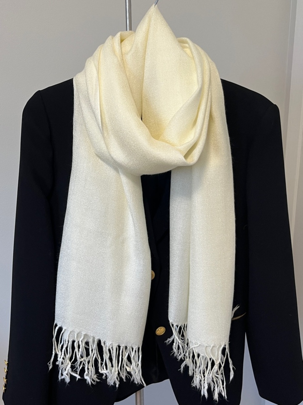 Soft Ivory Fringe Scarf